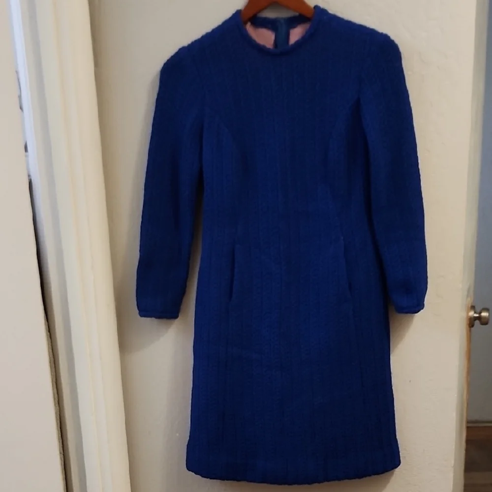 Vintage Handmade Blue Long Sleeve Textured Knit Small